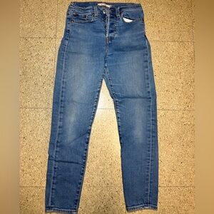 Levis Womens Blue Denim Wedgie Skinny Button Fly Jeans Light Big E Premium Sz 25